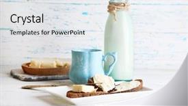 Presentation with milk dairy products - Cool new theme with set yogurt - dairy products milk butter cottage backdrop and a white colored foreground