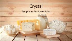  Presentation with dairy products - PPT theme enhanced with set yogurt - dairy products on wooden background background and a lemonade colored foreground