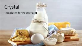  Presentation with dairy products - Audience pleasing presentation consisting of set yogurt - fresh dairy products and napkin backdrop and a light gray colored foreground