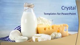  Presentation with table napkin - Colorful PPT layouts enhanced with set yogurt - fresh dairy products and napkin backdrop and a light blue colored foreground