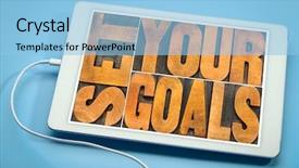  Presentation with set goals - Slide deck enhanced with set your goals - word abstract background and a light blue colored foreground