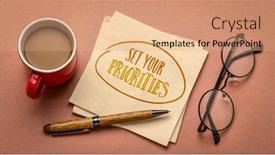  Presentation with career development - PPT theme with set-your-priorities-reminder-handwriting background and a  colored foreground