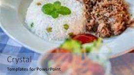  Presentation with traditional - Audience pleasing presentation theme consisting of boiled beef and tendon backdrop and a light blue colored foreground