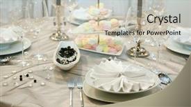  Presentation with elegant table setting - Amazing slide deck having setting for elegant wedding dinner backdrop and a  colored foreground