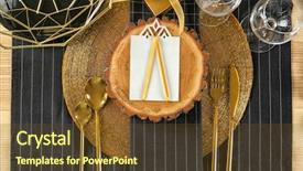  Presentation with tablecloth - Presentation design featuring setting in black and gold background and a tawny brown colored foreground