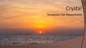  Presentation with sunset water seagull - Slide deck with setting into the sea sunset background and a  colored foreground