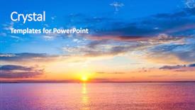  Presentation with water sun - Cool new slide deck with setting into the sea sunset backdrop and a teal colored foreground