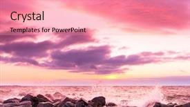  Presentation with stormy sea waves - Presentation having setting into the sea sunset background and a coral colored foreground