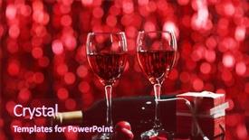  Presentation with bottle red wine - Slide set having setting of glasses with wine bottle and a gift in the box on red blurred background background and a tawny brown colored foreground