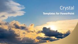  Presentation with fiery - Audience pleasing presentation theme consisting of setting sun fiery cloud backdrop and a teal colored foreground