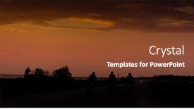  Presentation with fiery - Slide deck having setting sun fiery heaven background and a tawny brown colored foreground