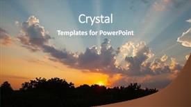  Presentation with sky sun - Beautiful presentation featuring setting sun in cloudy sky backdrop and a seafoam green colored foreground