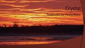  Presentation with sky sun - Audience pleasing PPT theme consisting of lakers - setting sun in cloudy sky backdrop and a red colored foreground