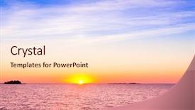  Presentation with sunset coast of the sea - PPT theme consisting of setting sun into the sea background and a lemonade colored foreground