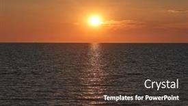  Presentation with sea sun - Presentation theme consisting of setting-sun-over-the-horizon background and a tawny brown colored foreground