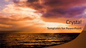 Presentation with water sun - Presentation theme enhanced with setting sun over water background and a gold colored foreground