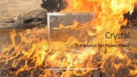  Presentation with world fire - Beautiful presentation featuring laptop computer setting the world on fire backdrop and a gold colored foreground