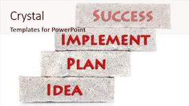  Presentation with success blocks - Presentation with setting up success - building blocks isolated on white background and a  colored foreground