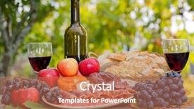  Presentation with wine cheese - Colorful presentation theme enhanced with setting with wine fruits cheese backdrop and a coral colored foreground