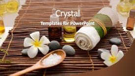  Presentation with oil - Slides with setting withtowel stones oil frangipani background and a coral colored foreground