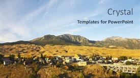  Presentation with input - Amazing presentation theme having settlement and the graceful bridge in the early morning near to an input in the well-known reserve yellowstone national park in the usa backdrop and a light blue colored foreground