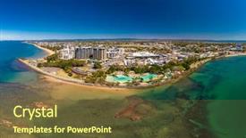  Presentation with drone - PPT theme enhanced with aerial drone view of settlement background and a tawny brown colored foreground