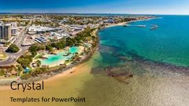  Presentation with drone - Theme with aerial drone view of settlement background and a gold colored foreground