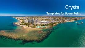  Presentation with drone - Presentation having aerial drone view of settlement background and a  colored foreground