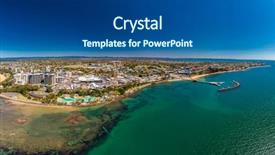  Presentation with drone - Audience pleasing presentation theme consisting of aerial drone view of settlement backdrop and a ocean colored foreground