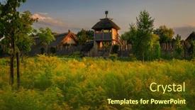  Presentation with trade - PPT theme having settlement-of-trade-factory and a tawny brown colored foreground