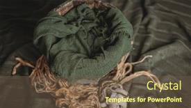  Presentation with newborn baby - PPT theme with setup-ready-for-newborn-photo background and a tawny brown colored foreground