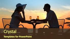  Presentation with sunset - Amazing theme having drinks seva - female and man's silhouettes backdrop and a tawny brown colored foreground