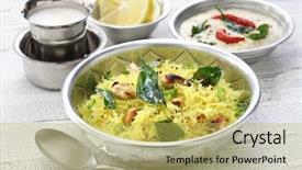  Presentation with milk coconut - Presentation consisting of sevai lemon idiyappam coconut chutney background and a yellow colored foreground