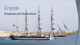  Presentation with sailing ship - Slides having sevastopol-russia-may-7-2015 background and a sky blue colored foreground
