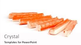  Presentation with crab - Presentation theme having seven-crab-sticks-isolated-over background and a sky blue colored foreground