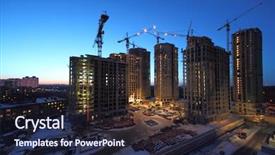  Presentation with under construction - Audience pleasing PPT layouts consisting of seven high buildings under construction backdrop and a wine colored foreground