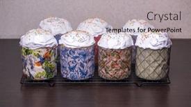  Presentation with easter - PPT theme enhanced with seven-homemade-easter-cakes-indoor background and a  colored foreground