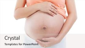  Presentation with pregnancy - PPT layouts enhanced with seven months pregnancy woman isolated on white background background and a lemonade colored foreground