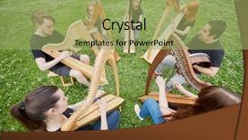  Presentation with celtic - Theme having seven musicians play celtic harp background and a mint green colored foreground