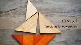  Presentation with sailing - Cool new slide set with boat built from seven tangram backdrop and a coral colored foreground