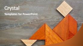  Presentation with abstract puzzle - Presentation consisting of abstract sitting or relaxing figure built from seven tangram wooden pieces a traditional chinese puzzle game background and a gray colored foreground