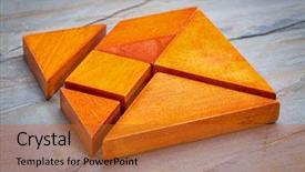  Presentation with triangle - Audience pleasing presentation theme consisting of triangle square - seven tangram wooden pieces backdrop and a gold colored foreground
