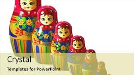  Presentation with doll - Presentation with seven traditional wooden russian dolls background and a yellow colored foreground