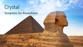  Presentation with egypt pyramid - Amazing slide set having seven wonders of the world backdrop and a sky blue colored foreground