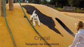  Presentation with playground - Slide set enhanced with seven-year-old-girl-playing background and a gold colored foreground