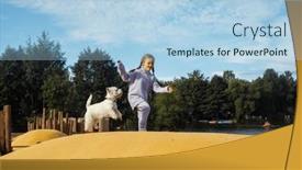  Presentation with playground - PPT theme having seven-year-old-girl-playing background and a light blue colored foreground