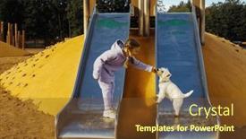  Presentation with playground - PPT theme having seven-year-old-girl-playing background and a tawny brown colored foreground