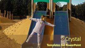  Presentation with playground - PPT layouts enhanced with seven-year-old-girl-playing background and a tawny brown colored foreground