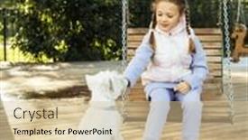  Presentation with swing - PPT layouts having seven-year-old-girl-swings background and a soft green colored foreground