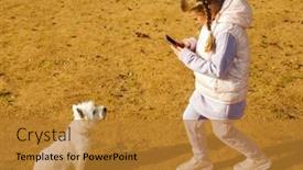  Presentation with old people play - Presentation theme with seven-year-old-girl background and a gold colored foreground